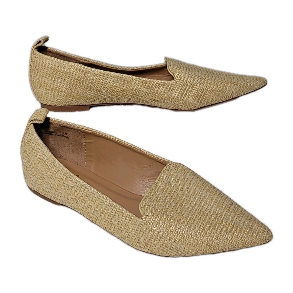 Lulu's Beige Woven Pointed-Toe Flats